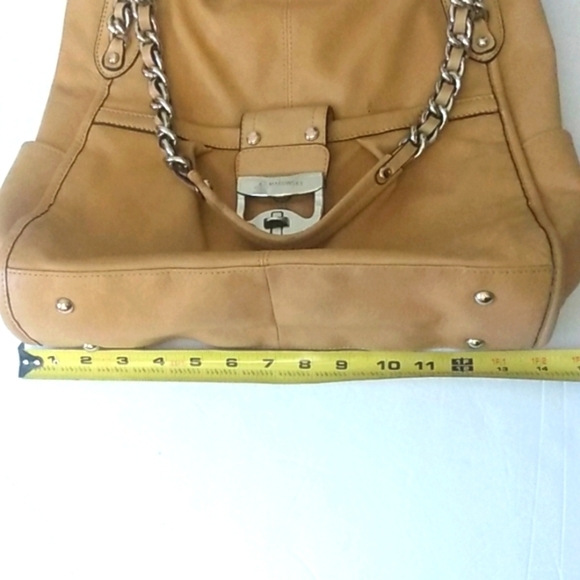 B MAKOWSKY BUTTERSCOTCH SOFT LEATHER MULTI-COMPARTMENTS HANDBAG SIZE LARGE EUC - Picture 13 of 16